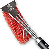 MITANpro Grill Brush, Nylon Grill Brush for Porcelain Grates, 360° Clean Grill Brush for a Cool Grill | Nylon BBQ Brush for Grill with Grill Scraper | Barbecue Cleaning Accessories