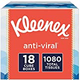 Kleenex Anti-Viral Facial Tissues, 18 Cube Boxes, 60 Tissues per Box (1,080 Tissues Total)