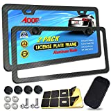 Aootf License Plate Frames Carbon Fiber- 2 Pack Black Aluminum Metal License Plate Holders Printing Carbon Fiber Pattern, 2 Hole License Plate Frame Kits, Fine Size Plate Frames for Women & Men