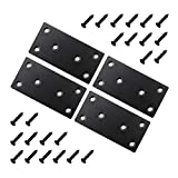 4 PC Flat Straight Brace Brackets,ULIFESTAR Stainless Steel Mending Bracket Plate Metal Shelf Support Fixing Joining Plate for Furniture,Wood,Shelves,Cabinet with Screws Black(50x100mm/2x3.94'')