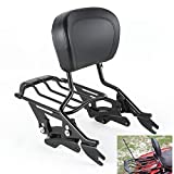 TCMT Detachable Passenger Backrest Sissy Bar With 2 Up Air Wing Luggage Rack 4 Point Docking Hardware Kits Fits For Harley Touring 2014-2020 (Black, Style D)