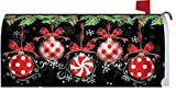 Custom Decor Ornaments on Black - Merry Christmas - Mailbox Makeover - Vinyl with Magnetic Strips for Steel Standard Rural Mailbox - Made in The USA - Copyright, Licensed and Trademarked Inc.