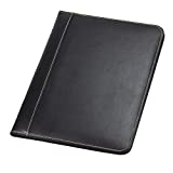 Samsill Contrast Stitch Faux-Leather Padfolio, Business Portfolio for Men and Women, Resume Document Organizer with 8.5 x 11 Inch Writing Pad, Black