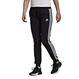 adidas Women's Standard Essentials Single Jersey 3-Stripes Tapered Cuffed Pants, Black/White, Medium