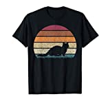 Vintage Retro Sunset Munchkin Cat Lover Distressed T-Shirt