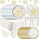 Twinkle Twinkle Little Star Gender Reveal Baby Shower Party Supplies and Decorations, Serves 16 Guests, Easy Setup and Takedown with Table Cover, Plates, Napkins & More