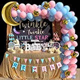 Heboland Gender Reveal Balloon Garland Arch Kit 109Pcs Pink Blue and Gold Moon Star Balloons for Baby Boys Or Girls He Or She Twinkle Twinkle Little Star Theme Party Decorations