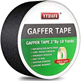 Premium Grade Gaffers Tape, Heavy Duty Non-Reflective Matte No Residue Gaff Main Stage Tape,Electrical Tape,Duct Tape for Photographers,Waterproof Gaffer Tape,2 Inch X 10 Yards, Black