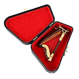 MILISTEN Miniature Harp Model Wooden Harp Instrument Dollhouse Musical Instrument Mini Harp with Storage Box for Children Harp lovers