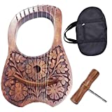 Scottish Traditional Irish Lyre Harp Rosewood Natural Flower Design 10 Metal String