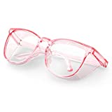 Stylish Safety Glasses, Clear Anti-Fog Anti-Scratch Protective Glasses For Men And Women (Pink)