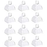 Blue Panda Cow Bell Set - 12-Count Loud Bells with Handles, Cowbells, Noisemaker Call Bells for Football Games, Weddings, Classroom Use, White- 3 x 2.8 x 2.49 inches