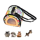 Small Animals Hamster Carrier, Portable Outgoing Travel Bag Carrier for Guinea Pig Rat Chinchillas Hedgehog Sugar Glider, Breathable Mesh Window with Detachable Strap Zipper Bearded Dragon Rat Carrier