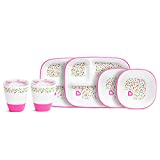 Munchkin Splash 6 Piece Toddler Divided Plate, Bowl & Cup Dining Set, Pink Sprinkles