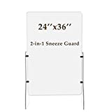Plexiglass Shield,Sneeze Guard for Counter and Desk, Portable Acrylic Freestanding Protective Shield with Transaction Window for Office,Stores,36" x 24" High Protection Barrier for Sneezing