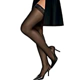 Hanes Women`s Set of 3 Silk Reflections Silky Sheer Thigh High - Best-Seller! AB, Jet