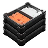 UniqTraySystem 3-Pack Token Two-Cell Box for Board Game Pieces, Meeples, Dice, Tokens (3 Modular Trays with a Transparent Removable lid)