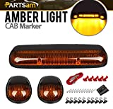 Partsam 3PCS Amber LED Cab Roof Marker Light Top Running Lights w/Wiring Compatible with Silverado/Sierra 1500 1500HD 2500 2500HD 3500 2002 2003 2004 2005 2006 2007 Pickup Trucks