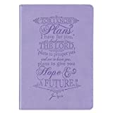 Christian Art Gifts Purple Faux Leather Journal | I Know the Plans Jeremiah 29:11 Bible Verse | Flexcover Inspirational Notebook w/Ribbon Marker and Lined Pages, 6 x 8.5 Inches