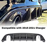 KKoneAuto V3 Style Rear Diffuser Compatible with 2015-2021 Charger SRT Rear Lip Bumper Diffuser Carbon Fiber Style, 2016 2017 2018 Charger Rear Body Splitter Valance PP (Non-Widebody Models)