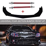 DREAMIZER Universal Front Bumper Lip Strut Rod Spoiler Wing Wide Body Kit Spoiler with Adjustable 6"-9" Support Splitter Rods (Red) - Sharp Corner