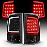 AmeriLite for 2009-2022 Dodge Ram 1500/10-22 Ram 2500 3500 Truck C-Type LED Tube Black Replacement Tail Light Assembly Pair - Passenger and Driver Side