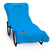 Chillax Beach Chair Pool Towels - A Must Have on a Cruise Ship for Men and Women. Towel Accessories Include Pillow and Side Pockets. No Clips Needed. Lounge Chaise Cover Great for Sunbathing at Hotel