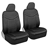 Motor Trend Premium LuxeSport Gray Car Seat Covers for Front Seats – Premium Seat Protectors with Comfortable Mesh Back & Faux Leather Headrest, Interior Accessories for Car Truck Van SUV