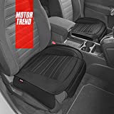 Motor Trend Black Faux Leather Seat Covers for Front Seats, 2-Pack – Universal Padded Car Seat Cushions with Storage Pockets, Premium Accessories for Auto Truck Van SUV