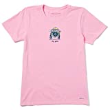 Life is good Women's Standard Vintage Crusher Graphic T-Shirt Rocket Dog Gone Car, Happy Pink, x Large