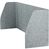 VIVO 38 inch Freestanding Foldable PET Privacy Panel System for Office Desk, Portable Cubicle Desk Divider, 3 Side Partition, Gray, PP-1-F038G