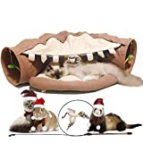 KUCDBUN Cat Tunnel Bed, 2-in-1 Collapsible Cat Tunnel Tubes Toys with Removable Mat for Pet Cats Kittens Puppies Rabbits Bunnies Ferrets (Coffee)
