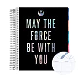 8.5" x 11" Spiral Bound 12 Month Planner ( Jan 2022 - Dec 2022 ) - Star Wars May the Force Be With You w/ Mid Century Circles Interior Pages. 80 lb. Mohawk Paper. Dated Monthly Spreads, Lined Pages & Stickers by Erin Condren.