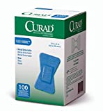 Curad-NON25513 Fingertip Adhesive Bandages, Food Service Blue Detectable Bandage, 100 Count,Fingertip 1.75" x 2" (Packaging may vary)