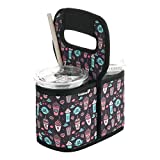 Homakover Cup Drink Carrier with Handle, Reusable Coffee Cup Holder for Hot or Cold Drinks, On-The-go Water Bottle Cup Caddy with Adjustable Dividers for Food Delivery Service, 2 Cups Coffee Print
