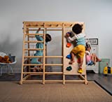 Avenlur Indoor Playground Jungle Gym Kids, Toddlers Wooden Climber Playset 6-in-1 Slide, Rock Climb Wall, Rope Wall Climbing, Monkey Bars, Swing, Ladder Fun Activity Center for Children Ages 2 - 6yrs