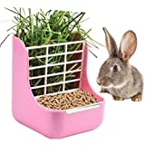 Rabbit Feeder Bunny Guinea Pig Hay Feeder, Hay Guinea Pig Hay Feeder, Chinchilla Plastic Food Bow (Pink)
