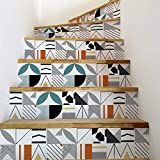 funlife 14PCS Stair Riser Stickers, Peel and Stick Contact Paper Staircase Decal, Self-Adhesive Waterproof Stair Decor, 39.37"x7.09" 80s Style