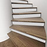 funlife 13 PCS Stair Sticker, Peel and Stick Staircase Decals, Back Glue Stair Riser Stickers, 39.37"x7.09", Picket Tiles