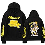 Hoodie Cotton Sweater Women K-pop Butter Hoodies For Girls Kids Man Pullover Sweatshirts Jungkook Jimin Suga V (Black-01,XX-Large,womens,US,Alpha,XX-Large)