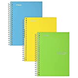 Five Star Spiral Notebooks, 1 Subject, College Ruled Paper, 100 Sheets, 7" x 5", Personal Size, Teal, Yellow, Lime, 3 Pack (38644)