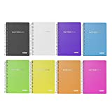 BAZIC Composition Book 100 Sheet 5" x 7" Poly Cover Spiral Notebook, Writing Journal College Ruled Notebooks, Assorted Color, 8-Pack
