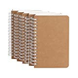 Kraft Cover Lay Flat Spiral Notebooks - Five Pack - A6 Sized - 180 Ruled Pages - 90 Sheets - Easy to Carry