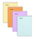 Mintra Office Memo Pads, (5x7 Top Spiral 4pk - Pastel Cover Set), Note Pad Paper For Taking Notes And Reminders, Work, Business, Desk, College, School, Organization, Planning