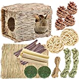 QHZAHNG Bunny Grass House,Natural Handmade Edible Foldable Comfortable Grass nest for Rabbits，Bunny, Guinea Pig, Little Animals, Play Paradise Grass Nest。 (A)