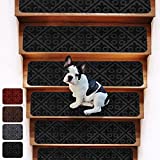 MATAHUM Carpet Stair Treads Non-Slip Indoor for Wooden Stair, Self-Adhesive Stair Runners Anti Slip for Dogs, Kids, and Elder, 8"x30", 14PCS, Black