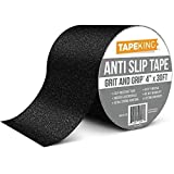 Tape King Anti-Slip Tape - Traction for Stairs, Steps, Ramps, Treads - Cut to Fit, Safety for Indoor or Outdoor Applications - Black Tape - 80 Grit Aluminum Oxide - 4 Inch x 30 Foot Roll