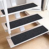 TreadSafe Carpet Stair Treads Non-Slip | 8"x30" Set of 15 | Non Slip Backing | Non Slip Stair Runner for Safety and Grip for Kids Elders and Dogs (Charcoal Gray)