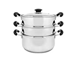 CONCORD 10" Stainless Steel 3 Tier Steamer Steaming Pot Cookware 24 CM (Induction Compatible)
