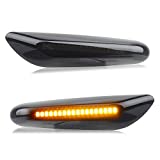 RUXIFEY LED Side Marker Turn Signal Lights Smoked Lens Compatible with BMW E90 E91 E92 E93 E46 E53 X3 E83 X 1 E84 E81 E82 E87 E88